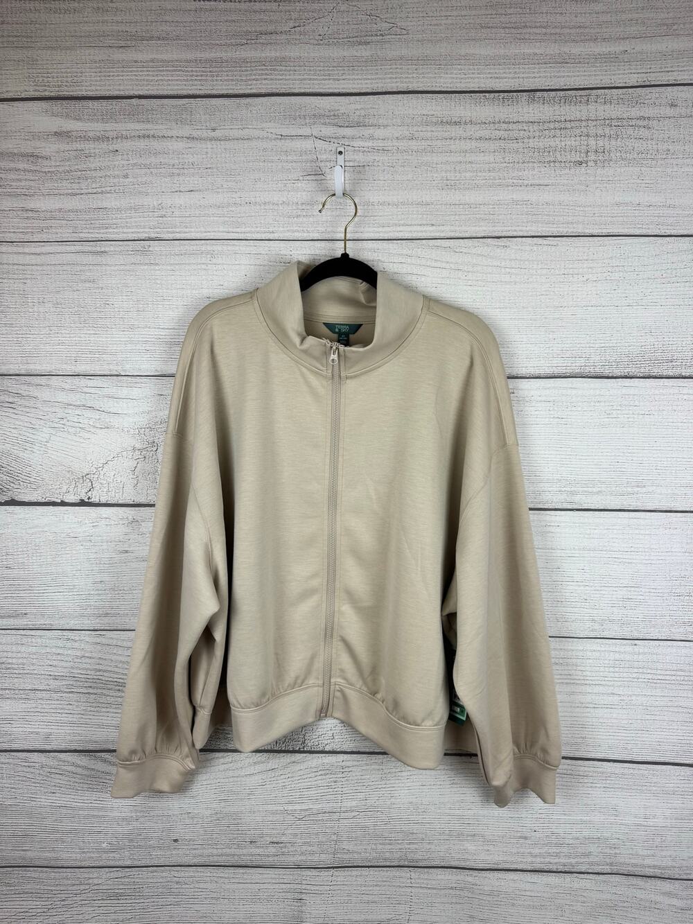 Terra & Sky Plus Size Oatmeal Heather Zip Up Soft Jacket Size 4X